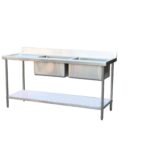 Infernus 1800mm stainless steel double bowl sink with left drainer and undershelf