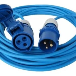 10 metre blue 32A IP44 extension lead with industrial plug and socket
