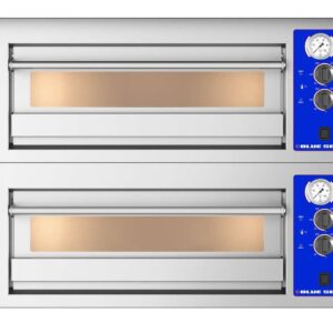Blue Seal 830-EM twin deck electric pizza oven, front view