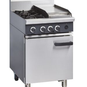 Blue Seal Cobra CR6C gas range with two burners, griddle and oven