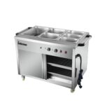 Infernus 121.5cm hot cupboard with bain-marie top, cupboard open
