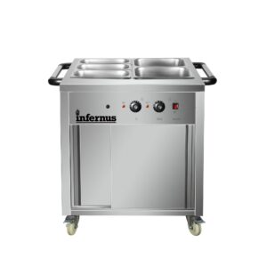 Infernus 88cm hot cupboard with bain-marie top, front view