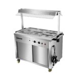 Infernus 121.5cm hot cupboard with bain-marie top and heated display gantry