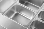 Infernus 121.5cm hot cupboard with bain-marie top and heated display gantry, gastronorm pans