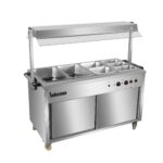 Infernus 155.5cm hot cupboard with bain-marie top and heated display gantry