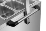 Infernus 88cm hot cupboard with bain-marie top and heated display gantry, gantry and pans