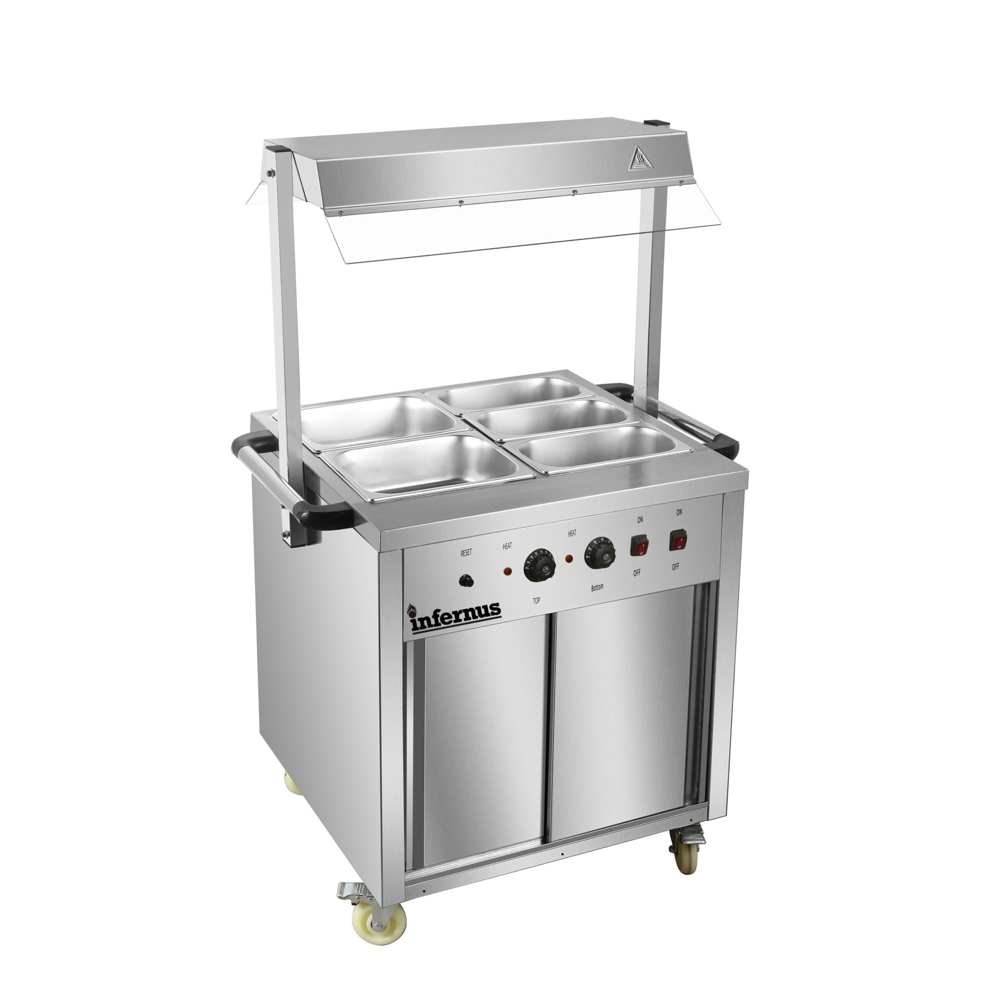 Infernus 88cm hot cupboard with bain-marie top and heated display gantry Infernus 88cm hot cupboard with bain-marie top and heated display gantry