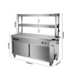 Infernus 150cm hot cupboard with two-tier heated gantry, pass-through, dimensions