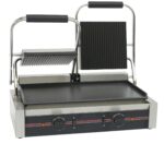 Infernus twin panini grill with ribbed tops and smooth bottom plate