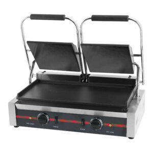 Infernus twin panini grill with two lids and smooth plates