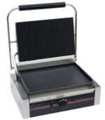 Infernus large panini grill with ribbed top and smooth bottom plate