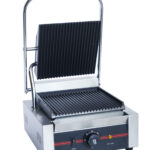 Infernus single panini grill with ribbed top and bottom plates