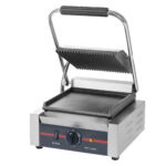 Infernus single panini grill with ribbed top and smooth bottom plate