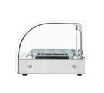 Infernus 25L curved glass countertop heated display, side view