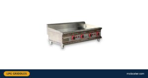 Infernus 100cm stainless steel LPG griddle with steel cooking plate and four burner controls