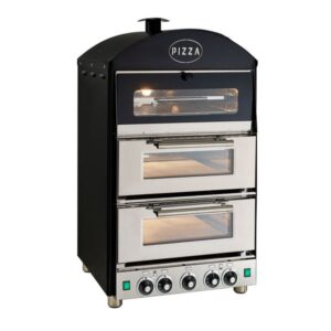 King Edward Pizza King PK2W Double Pizza Oven with Heated Display in black