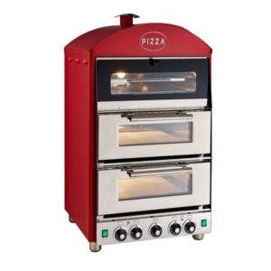King Edward Pizza King PK2W Double Pizza Oven with Heated Display in red