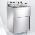 Parry NPDPF twin tank electric pedestal fryer, front view